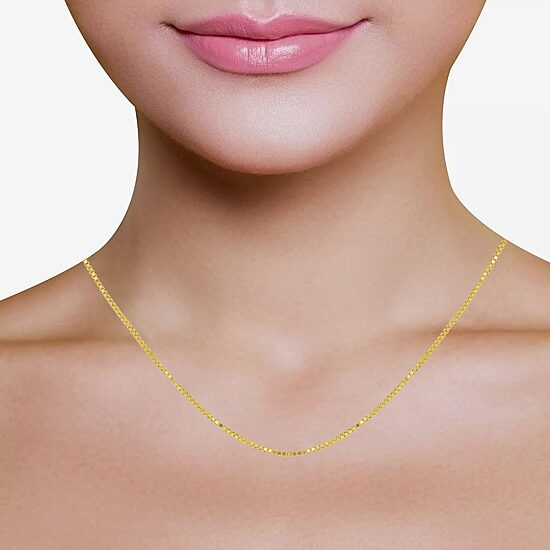 Made in Italy Womens 18K Gold 20 Inch Box Chain Necklace