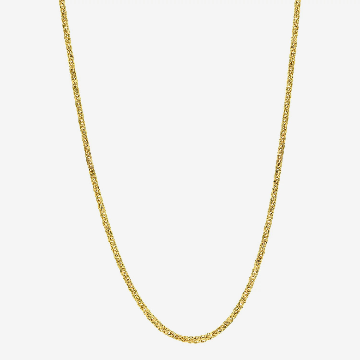 Womens 18K Gold 18 Inch Wheat Chain Necklace