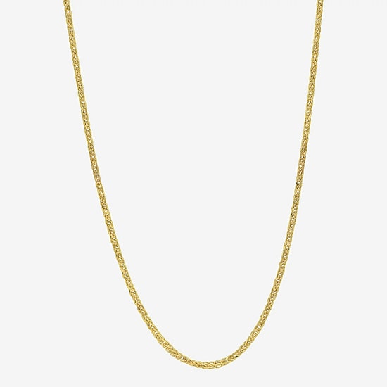 Womens 18K Gold 18 Inch Wheat Chain Necklace