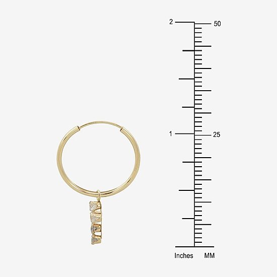 Womens Cubic Zirconia 14K Gold 18mm Cross Hoop Earrings