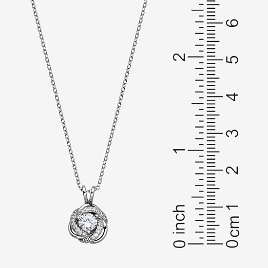 Womens 5/8 CT. T.W. Cubic Zirconia Platinum Over Silver Knot 18 Inch Pendant Necklace