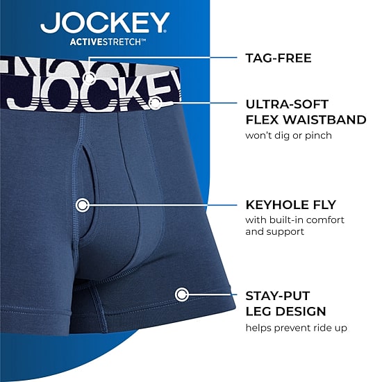 Jockey Active Stretch Mens 3 Pack Boxer Briefs 8797