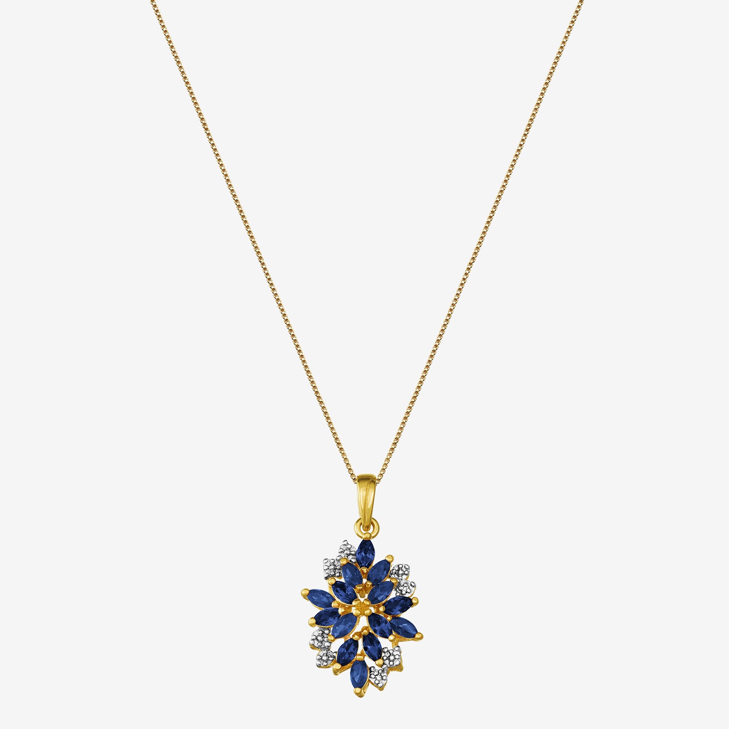 14K Gold over Silver Lab-Created Gemstone Flower Pendant Necklace