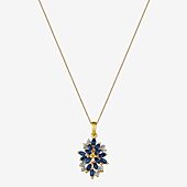 14K Gold over Silver Lab-Created Gemstone Flower Pendant Necklace