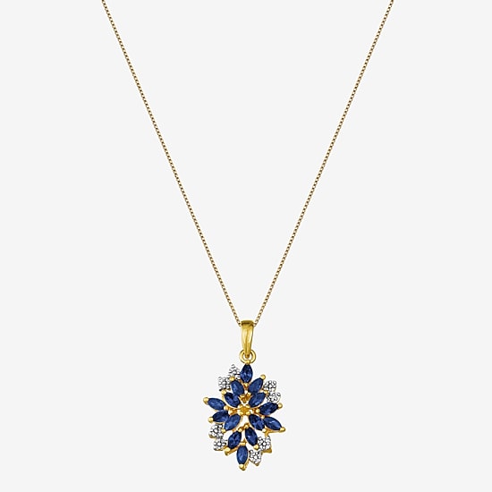 14K Gold over Silver Lab-Created Gemstone Flower Pendant Necklace