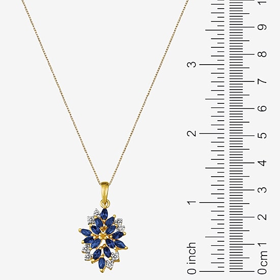 14K Gold over Silver Lab-Created Gemstone Flower Pendant Necklace