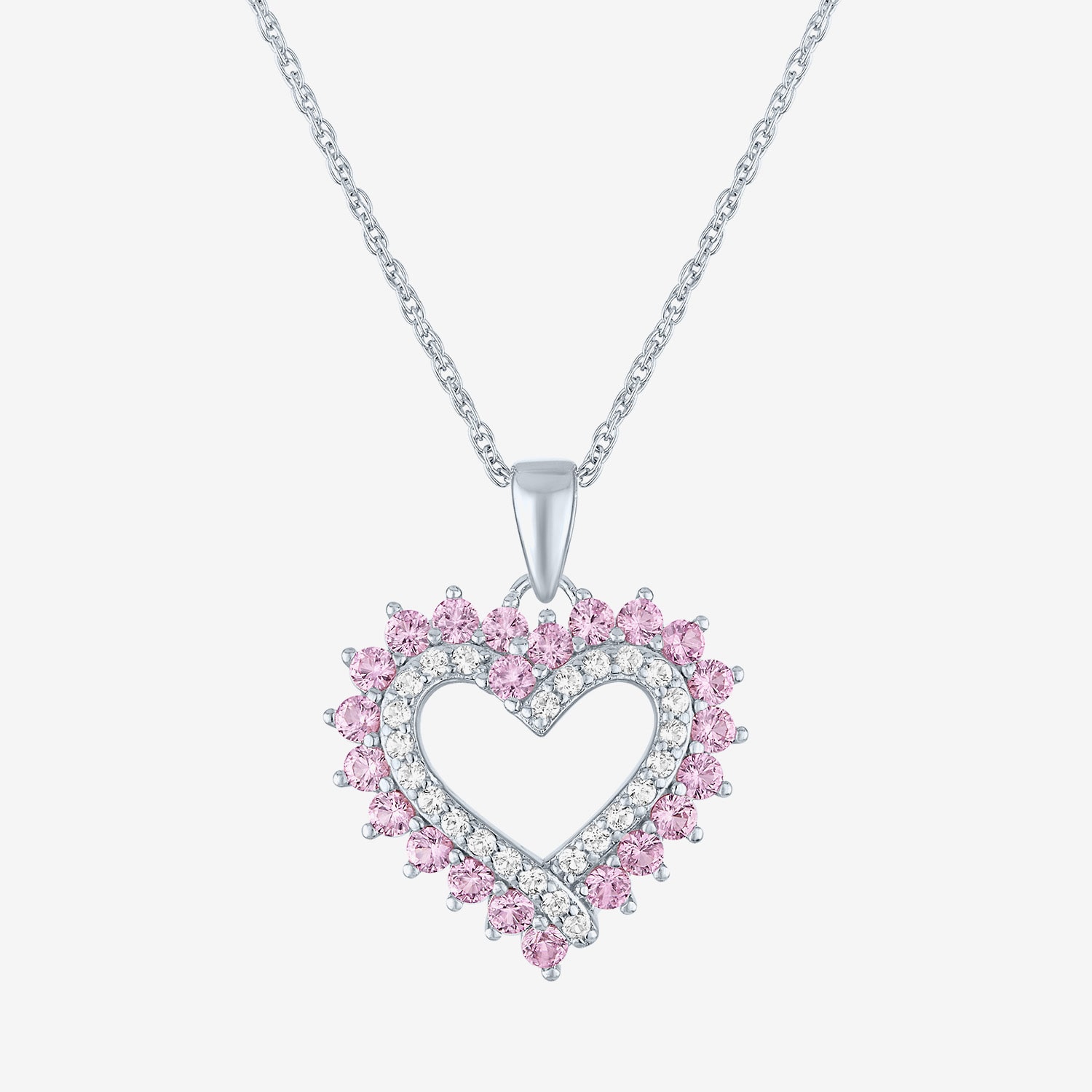 Womens Lab Created Pink Sapphire Sterling Silver Round 18 Inch Pendant Necklace