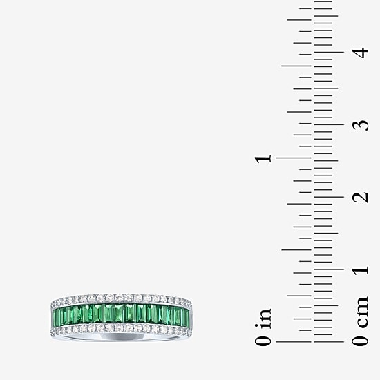 Womens Lab Created Gemstone Sterling Silver Band