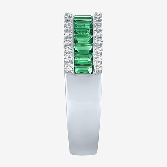 Womens Lab Created Gemstone Sterling Silver Band