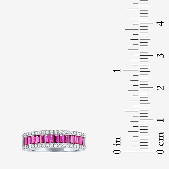 Womens Lab Created Gemstone Sterling Silver Band