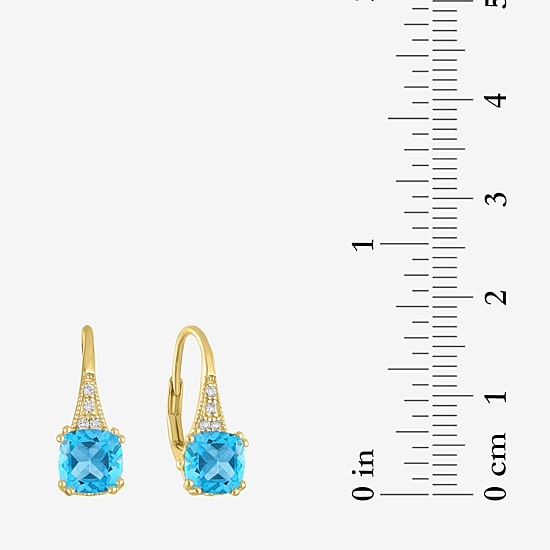 Gemstone 14K Gold Over Silver Cushion Drop Earrings