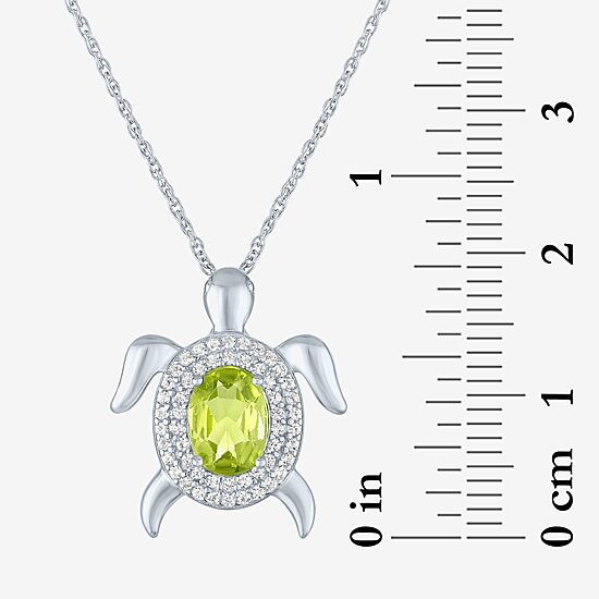 Turtle Womens Genuine Green Peridot Sterling Silver 17 Inch Pendant Necklace