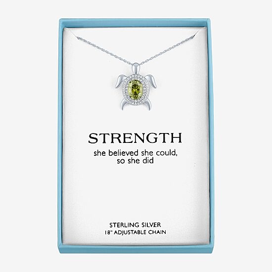 Turtle Womens Genuine Green Peridot Sterling Silver 17 Inch Pendant Necklace