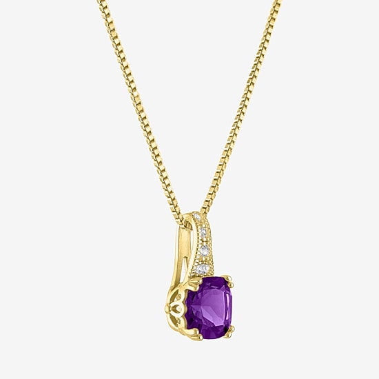 Gemstone 14K Gold Over Silver Cushion Pendant Necklace