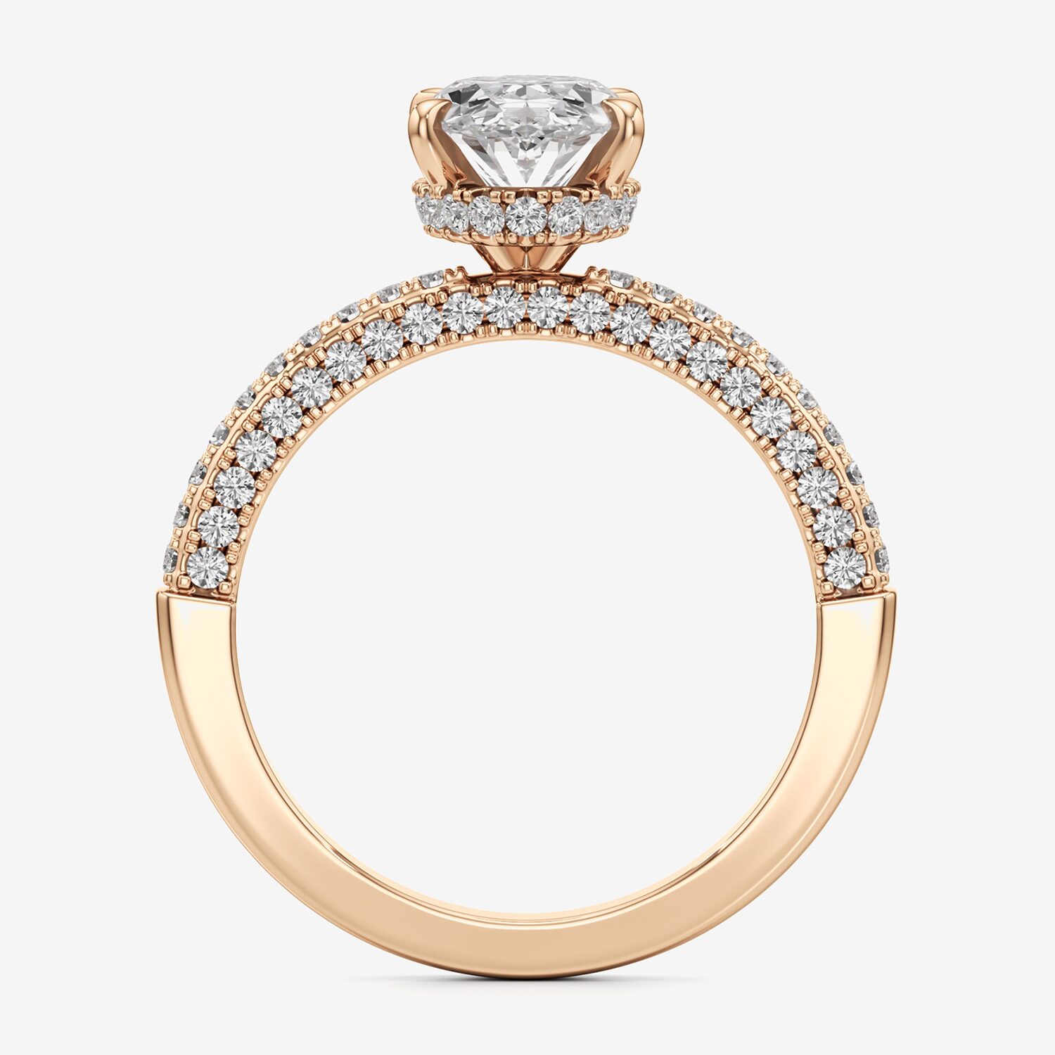 (F / Si2) Womens 2 CT. T.W. Lab Grown White Diamond 10K Gold Oval Side Stone Engagement Ring