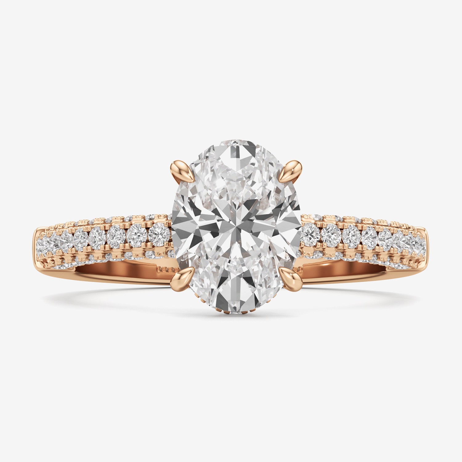 (F / Si2) Womens 2 CT. T.W. Lab Grown White Diamond 10K Gold Oval Side Stone Engagement Ring