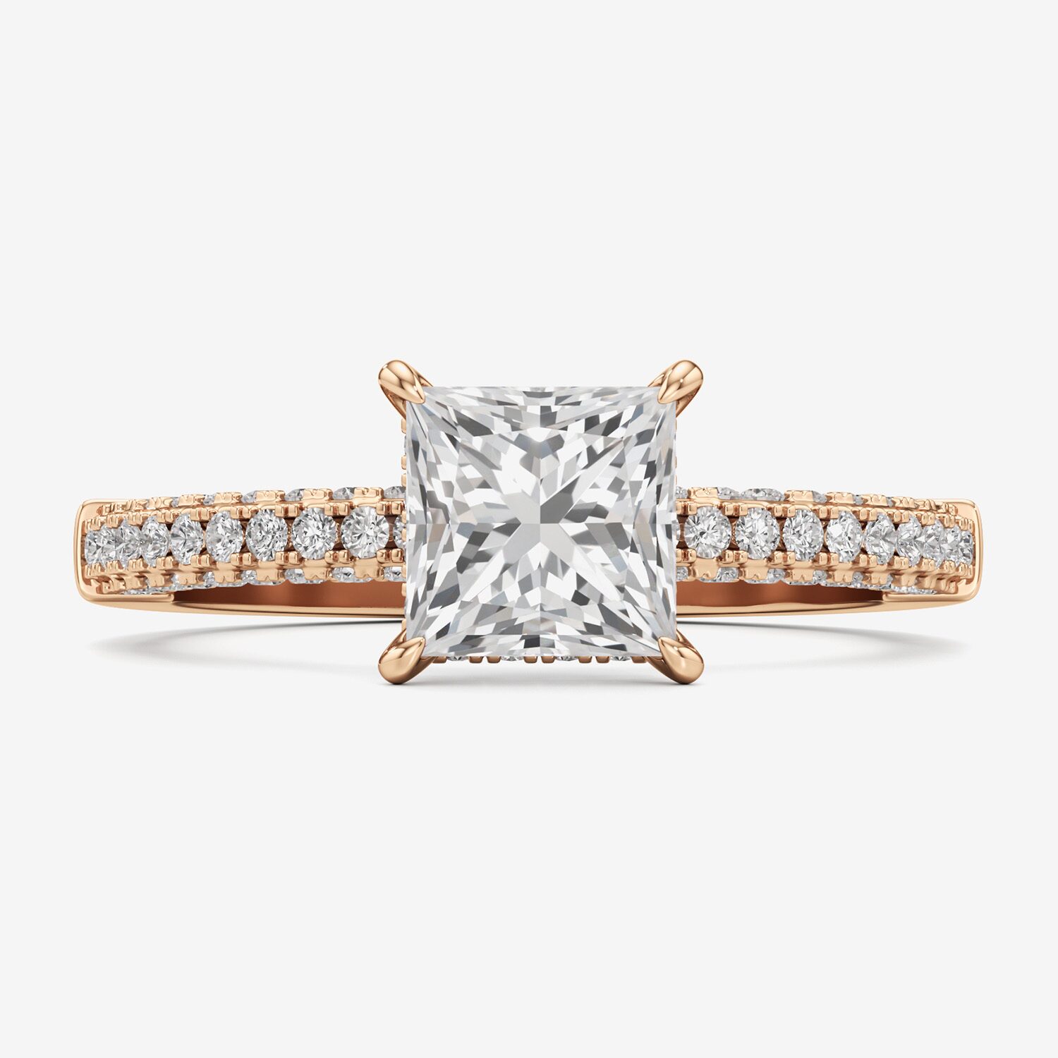 (F / Si2) Womens 2 CT. T.W. Lab Grown White Diamond 10K Gold Side Stone Engagement Ring