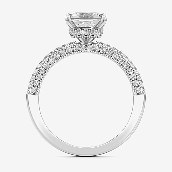 (F / Si2) Womens 2 CT. T.W. Lab Grown White Diamond 10K Gold Side Stone Engagement Ring
