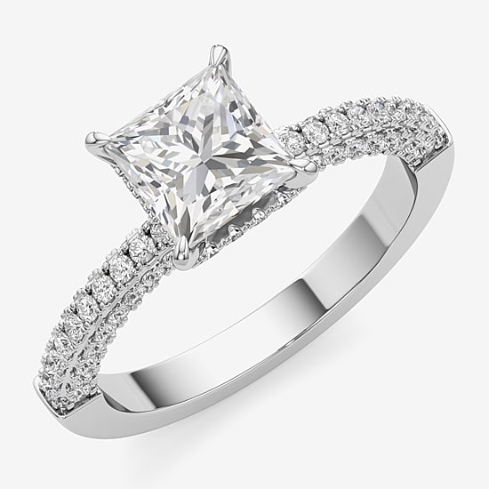 (F / Si2) Womens 2 CT. T.W. Lab Grown White Diamond 10K Gold Side Stone Engagement Ring