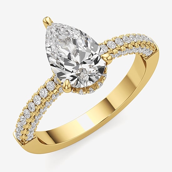 (F / Si2) Womens 2 CT. T.W. Lab Grown White Diamond 10K Gold Pear Side Stone Engagement Ring