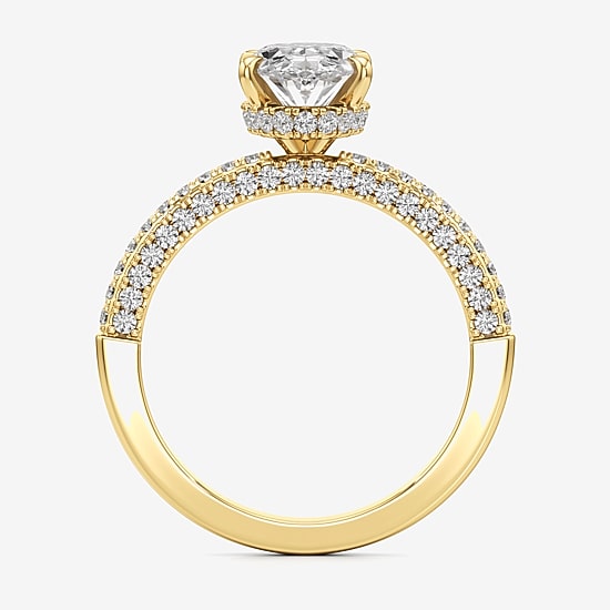 (F / Si2) Womens 2 CT. T.W. Lab Grown White Diamond 10K Gold Oval Side Stone Engagement Ring
