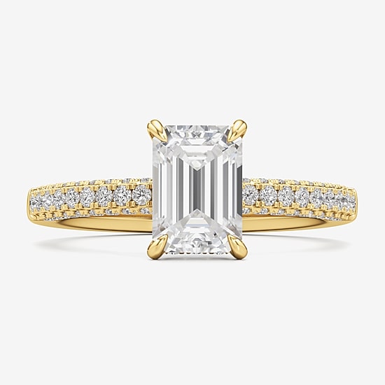 (F / Si2) Womens 2 CT. T.W. Lab Grown White Diamond 10K Gold Side Stone Engagement Ring