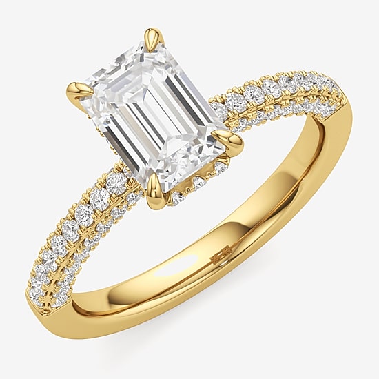(F / Si2) Womens 2 CT. T.W. Lab Grown White Diamond 10K Gold Side Stone Engagement Ring