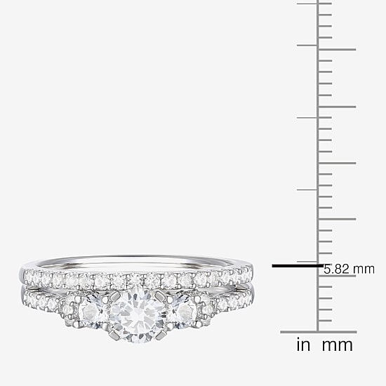Love Lives Forever (G-H / Vs2-Si1) Womens 1 CT. T.W. Lab Grown White Diamond 10K Gold Round Side Stone 3-Stone Bridal Set