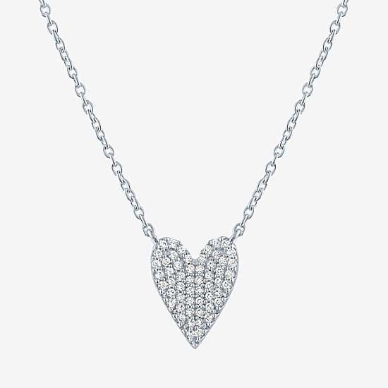 Diamond Addiction (G-H / Si2-I1) Womens 1/6 CT. T.W. Lab Grown White Diamond Sterling Silver Heart 16 Inch Pendant Necklace