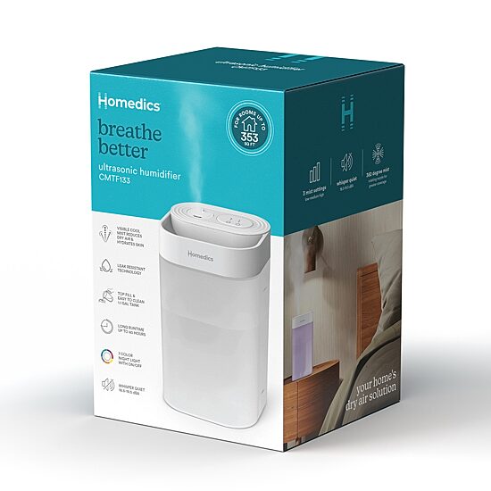 HoMedics Top-Fill 50hr Ultrasonic With Night Light Humidifier