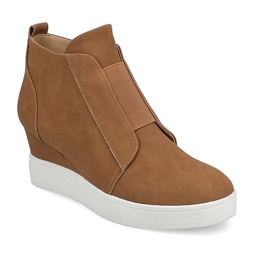 Journee Collection Womens Clara Wedge Sneaker, 11 Medium, Brown
