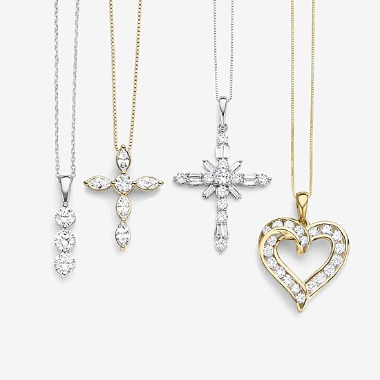 (G-H / I1-I2) Womens 1 CT. T.W. Lab Grown White Diamond 10K Gold Heart 18 Inch Pendant Necklace