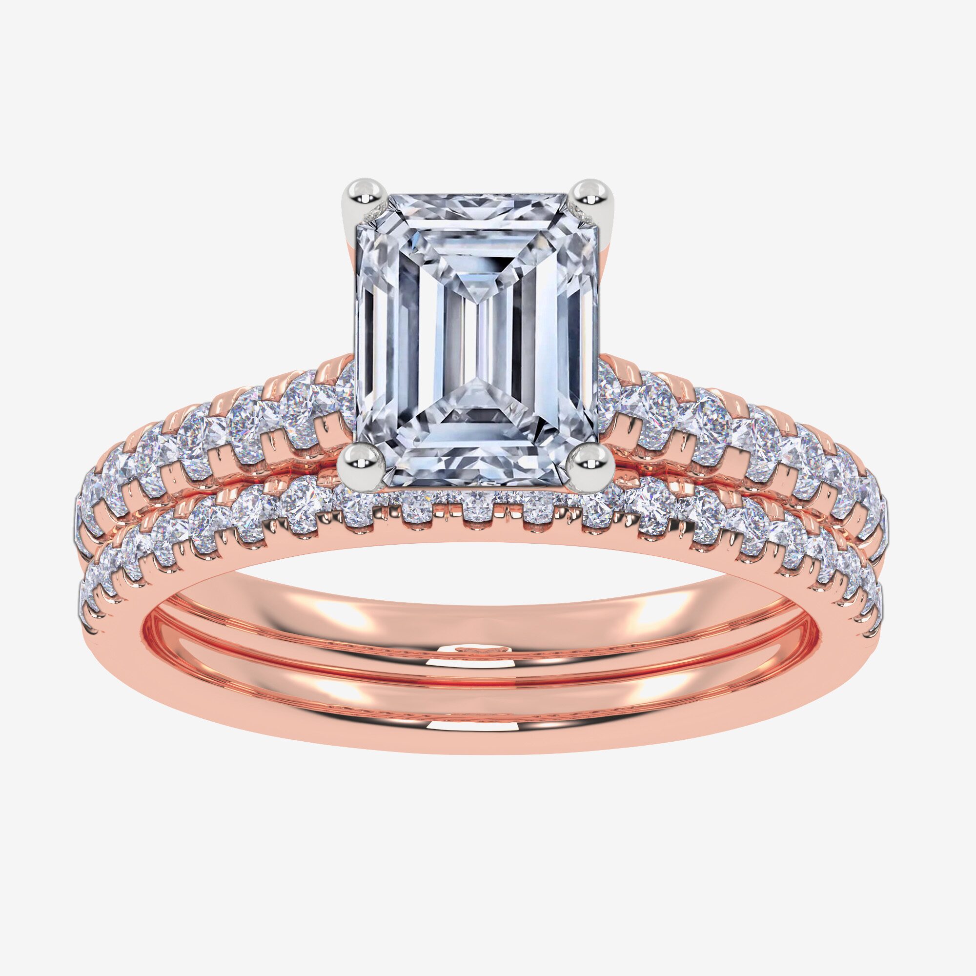 (H-I / Si2-I1) Womens 1 1/2 CT. T.W. Lab Grown White Diamond 10K Gold Side Stone Bridal Set