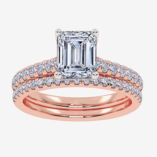 Modern Bride (h-i / Si2-i1) Womens 1 1/2 Ct. T.w. Lab Grown White Diamond 10k Gold Side Stone Bridal Set In Pink