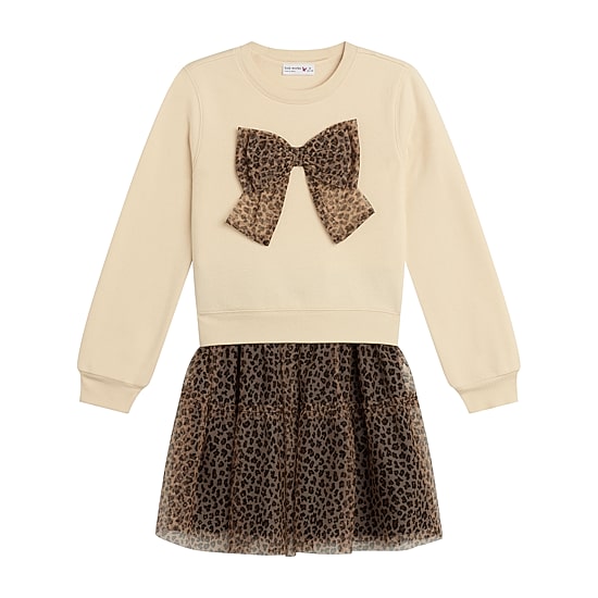 Knit Works Little & Big Kid Girls Drop Shoulder Leopard 2-pc. Dress Set