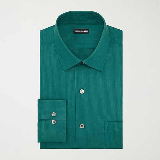 Van Heusen Everyday Defense Stain Shield Fitted Mens Modern Fit Stretch Fabric Wrinkle Free Long Sleeve Dress Shirt