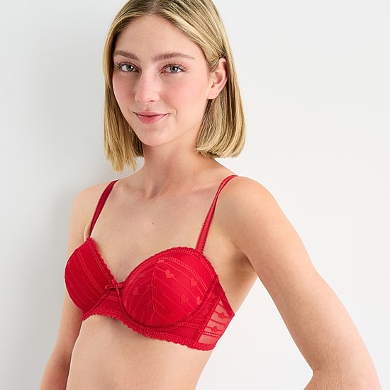 Arizona Body Holiday Heart Lace Balconette Bra