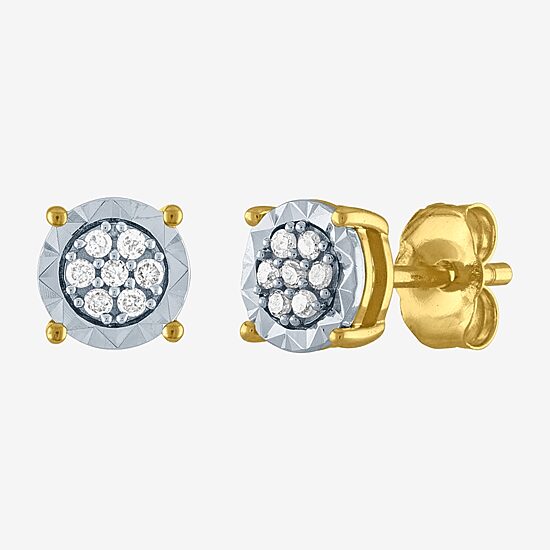 1/10 CT. T.W. Natural White Diamond 10K Gold 5.5mm Stud Earrings