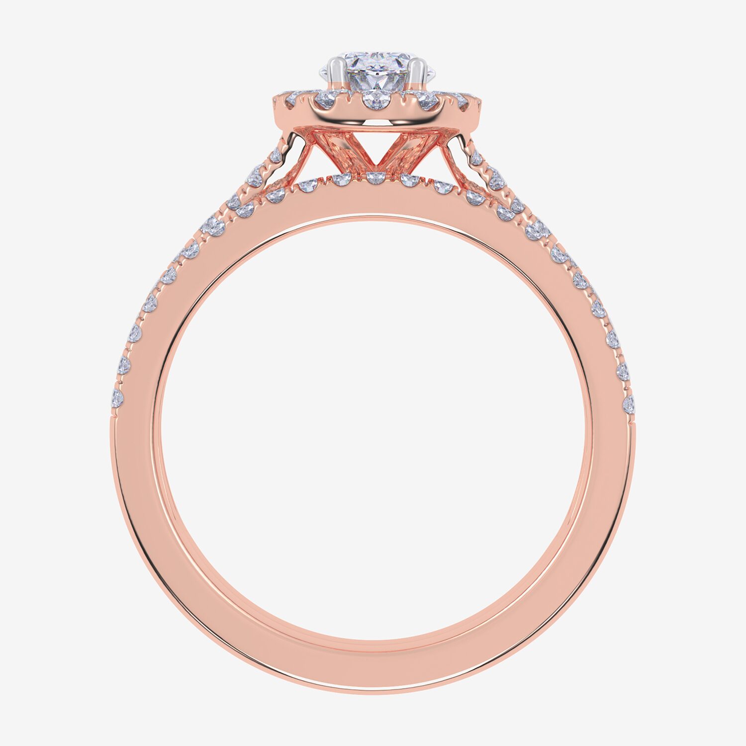 G / Vs2-Si1) Womens 1 CT. T.W. Lab Grown White Diamond 10K Gold Oval Side Stone Halo Bridal Set