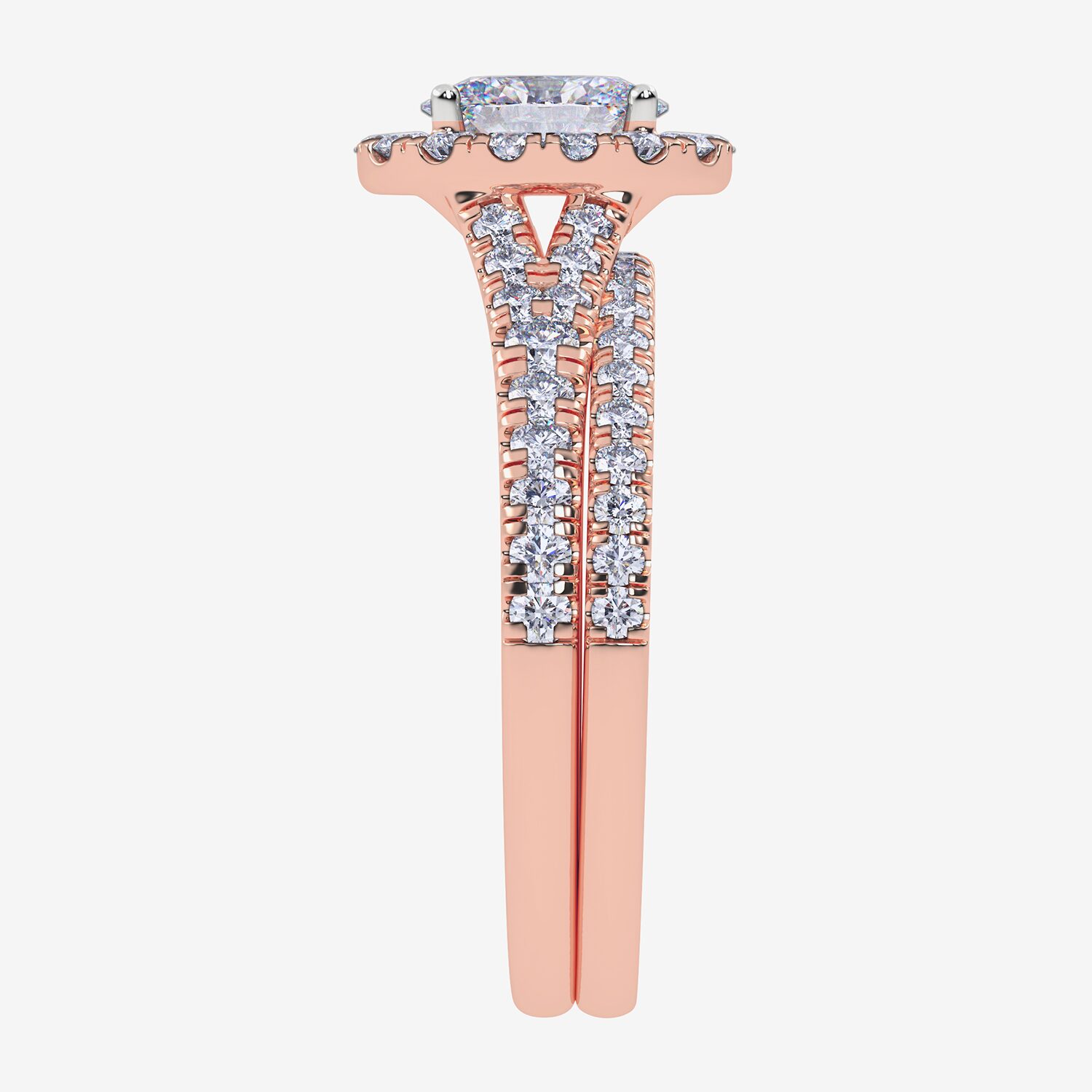 G / Vs2-Si1) Womens 1 CT. T.W. Lab Grown White Diamond 10K Gold Oval Side Stone Halo Bridal Set