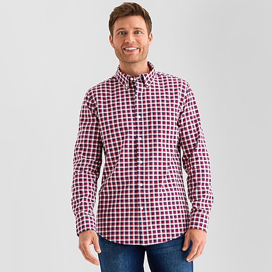 St. John's Bay Poplin Mens Long Sleeve Slim Fit Button-Down Shirt