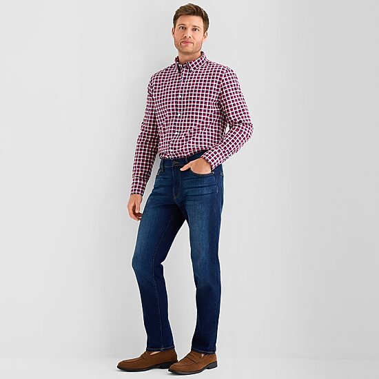 St. John's Bay Poplin Mens Long Sleeve Slim Fit Button-Down Shirt