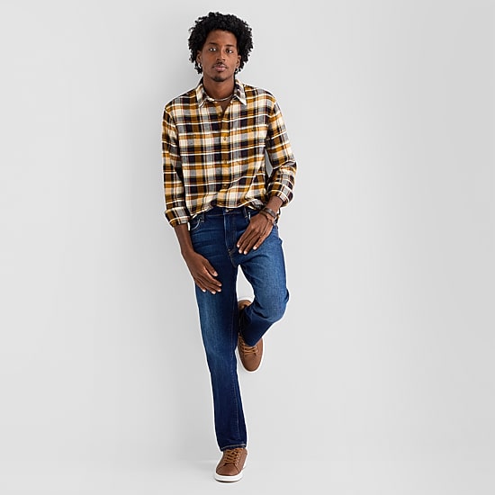 mutual weave Mens Long Sleeve Regular Fit Flannel Shirt