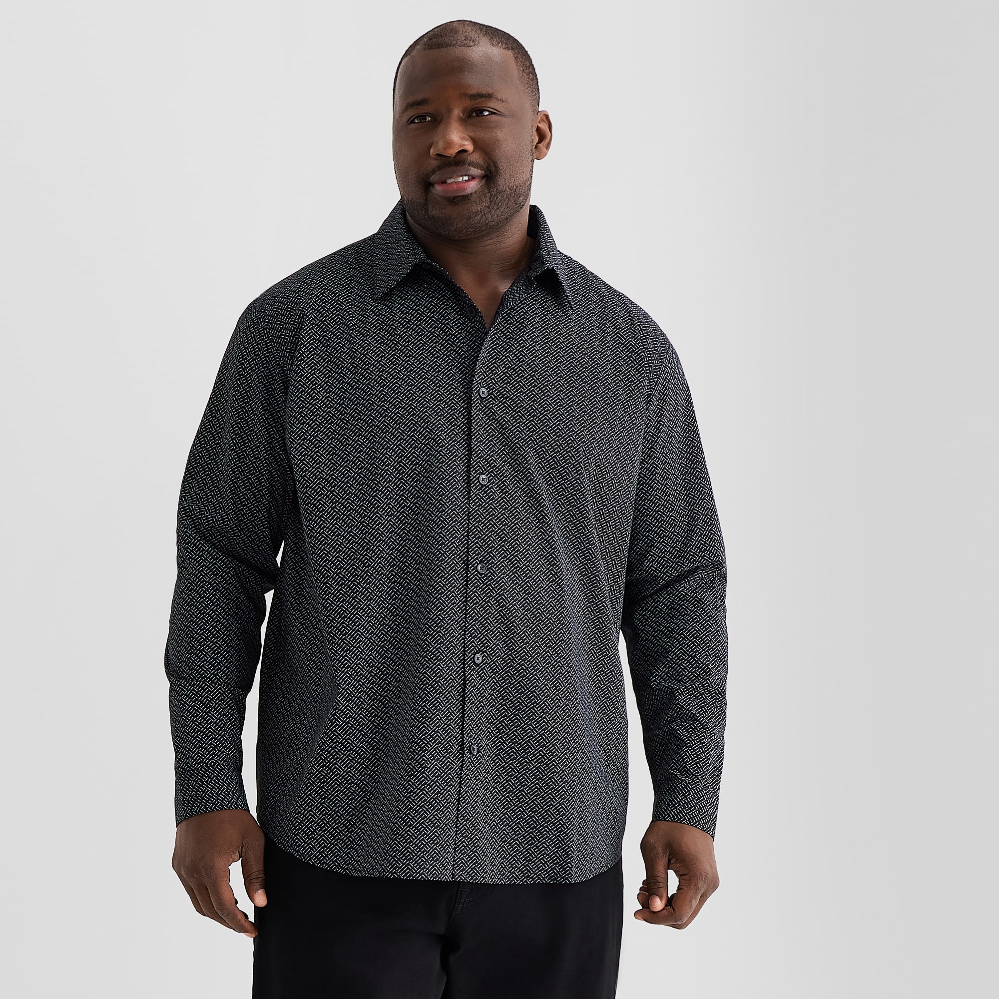 Shaquille O'Neal XLG™ Mens Long Sleeve Classic Fit Big and Tall Button-Down Shirt