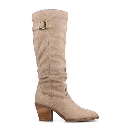 Journee Collection Womens Kaleah-Wc Wide Calf Stacked Heel Dress Boots Wide Width