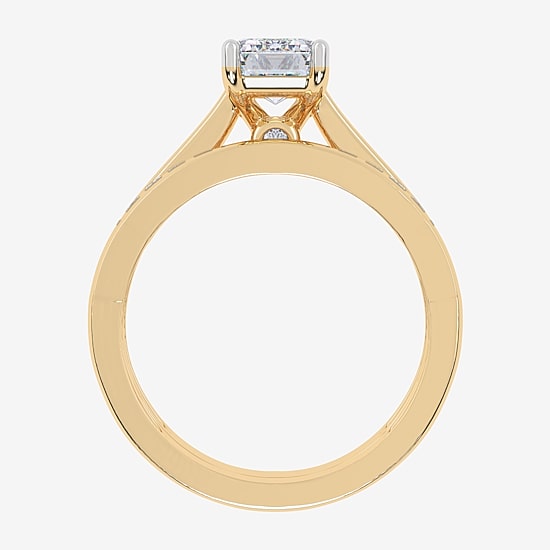 (G / Vs2-Si1) Womens 1 1/2 CT. T.W. Lab Grown White Diamond 10K Gold Rectangular Side Stone Bridal Set