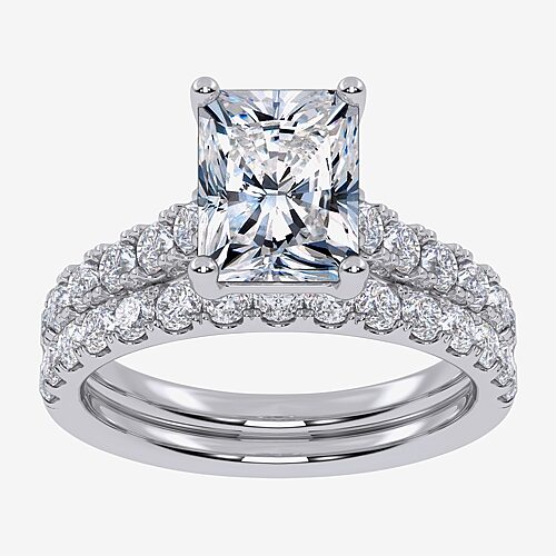 Signature By Modern Bride (G-H / Vs2-Si1) Womens 3 CT. T.W. Lab Grown White Diamond 14K Gold Side Stone Bridal Set, 9, White