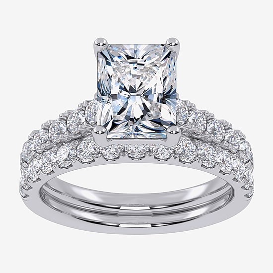 Signature By Modern Bride (G-H / Vs2-Si1) Womens 3 CT. T.W. Lab Grown White Diamond 14K Gold Side Stone Bridal Set