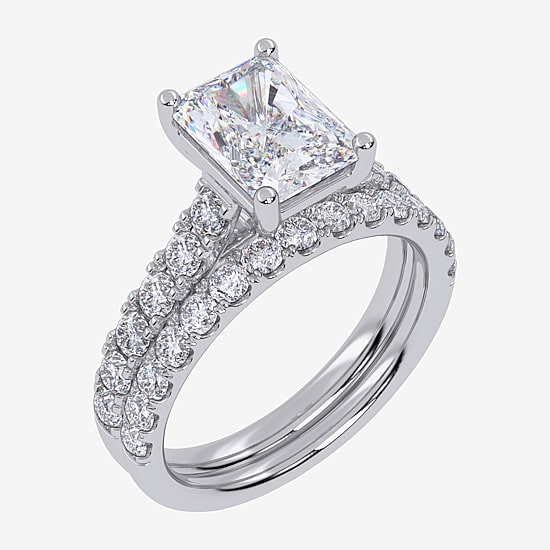 Signature By Modern Bride (G-H / Vs2-Si1) Womens 3 CT. T.W. Lab Grown White Diamond 14K Gold Side Stone Bridal Set