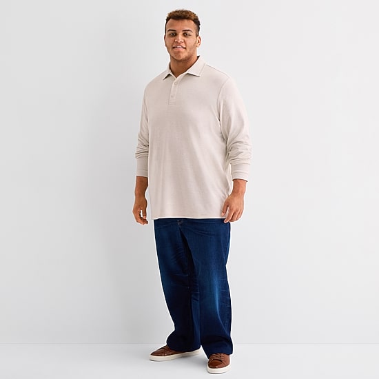 Stylus Big and Tall Mens Regular Fit Long Sleeve Polo Shirt